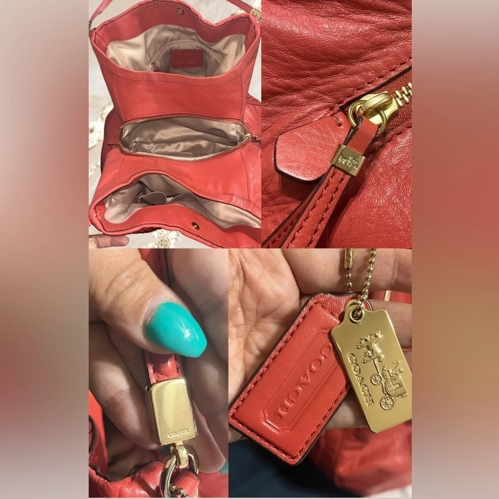 COACH Madison Phoebe Shoulder Bag in Gathered Twist Leather, Vermilion